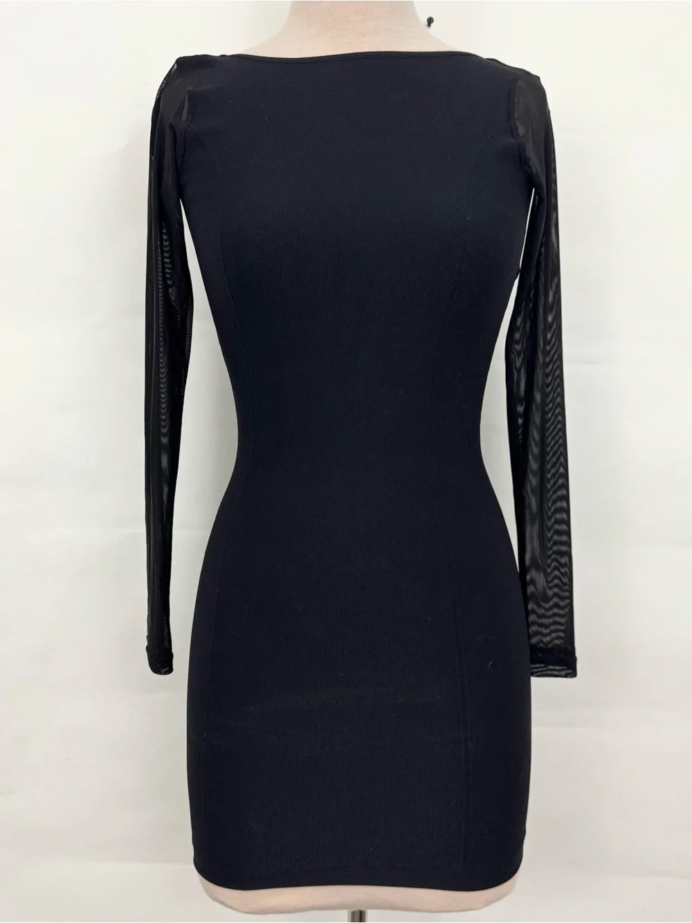 NWT Free People Intimately Scorpio Black Mesh Sleeve Bodycon Dress XS/S